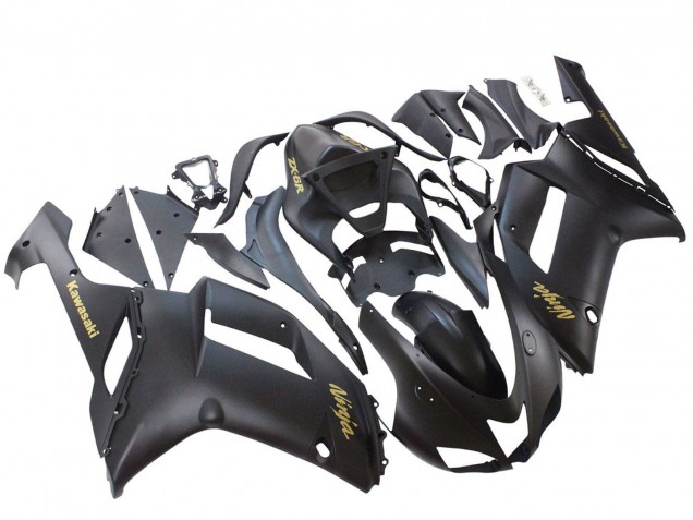 Carenagens Moto Kawasaki ZX6R 2007-2008 - Preto Fosco Amarelo Logo Ninja