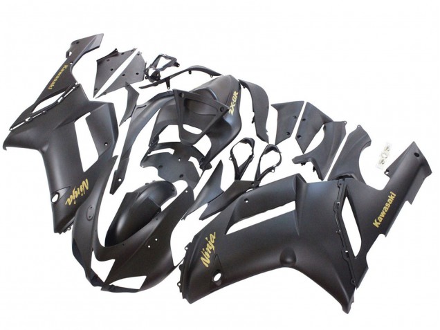 Carenagens Moto Kawasaki ZX6R 2007-2008 - Preto Fosco Amarelo Logo Ninja
