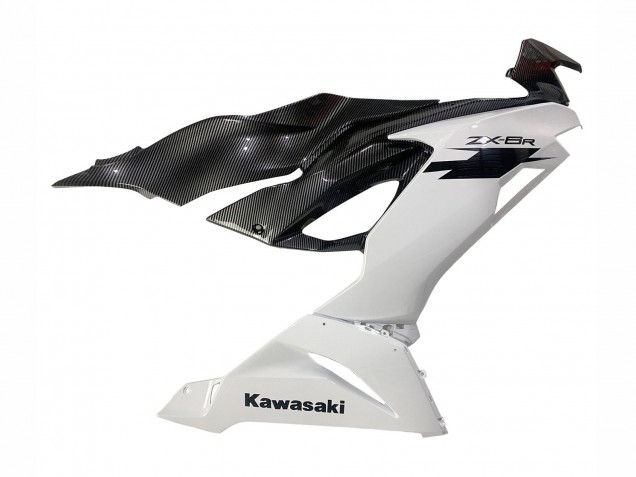Carenagens Moto Kawasaki ZX6R 2019-2022 - Branco Preto Fibra de Carbono