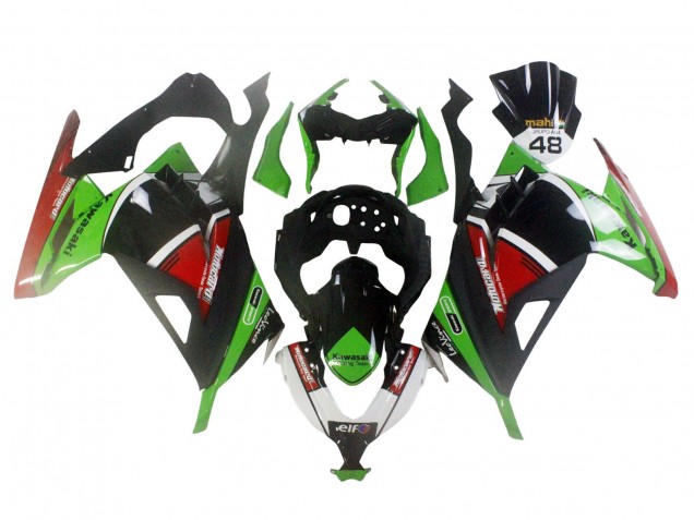 Carenagens Moto Kawasaki EX300 2013-2017 - Verde Branco Vermelho Preto Elf