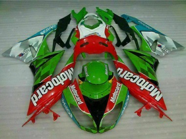 Carenagens Moto Kawasaki ZX6R 2009-2012 - Verde Branco Vermelho Preto Azul Motocard