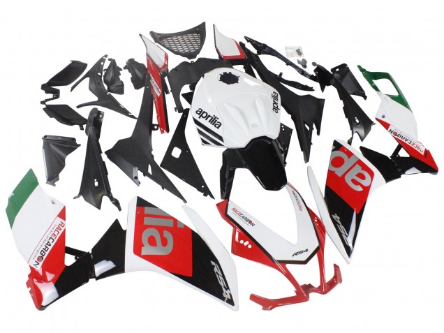 Carenagens Moto Aprilia RS4 50 125 2012-2019 - Branco Vermelho Verde Preto Brilhante