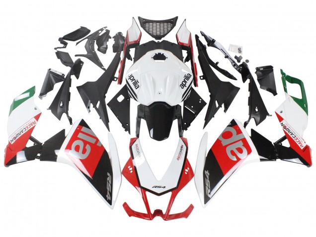 Carenagens Moto Aprilia RS4 50 125 2012-2019 - Branco Vermelho Verde Preto Brilhante