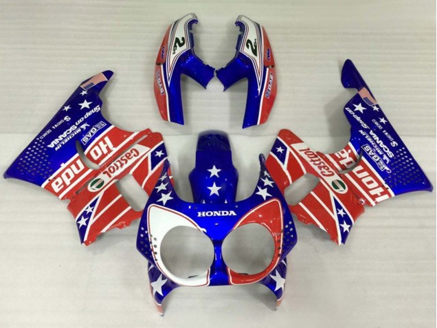 Carenagens Moto Honda CBR900RR 893 1992-1993 - Branco Vermelho Azul Estrela Castrol