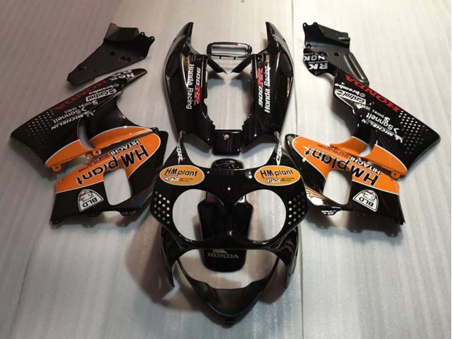 Carenagens Moto Honda CBR900RR 893 1992-1993 - Preto Brilhante Laranja Hm Plant