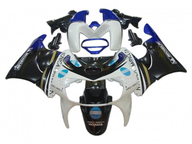 Carenagens Moto Honda CBR900RR 919 1998-1999 - Branco Azul Preto Brilhante Konica Minolta