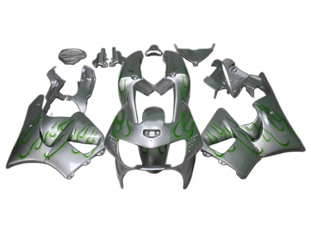 Carenagens Moto Honda CBR900RR 919 1998-1999 - Prata Verde Chama