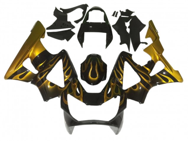 Carenagens Moto Honda CBR900RR 929 2000-2001 - Preto Brilhante Ouro Chama