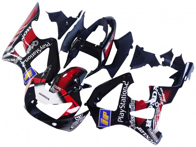 Carenagens Moto Honda CBR900RR 929 2000-2001 - Vermelho Branco Preto Brilhante PlayStation 2