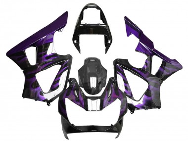 Carenagens Moto Honda CBR900RR 929 2000-2001 - Preto Brilhante Roxo Chama