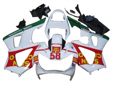 Carenagens Moto Honda CBR900RR 929 2000-2001 - Branco Vermelho Verde Castrol San Carlo