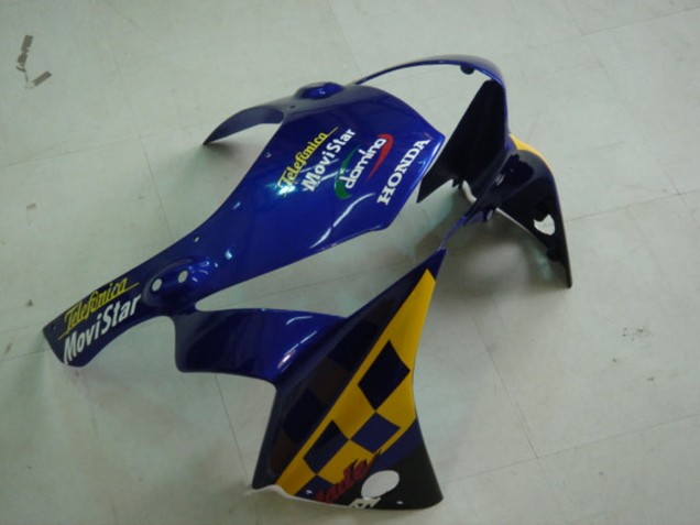 Carenagens Moto Honda CBR900RR 954 2002-2003 - Azul Amarelo Preto Brilhante Telefumica MoviStar Castrol