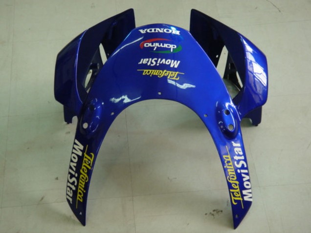 Carenagens Moto Honda CBR900RR 954 2002-2003 - Azul Amarelo Preto Brilhante Telefumica MoviStar Castrol