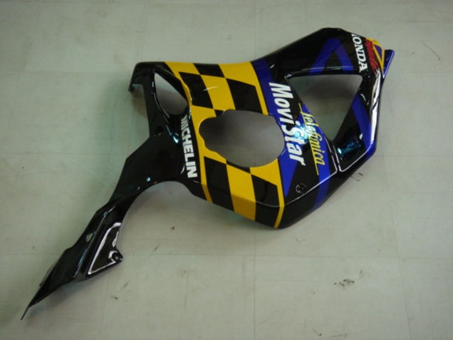 Carenagens Moto Honda CBR900RR 954 2002-2003 - Azul Amarelo Preto Brilhante Telefumica MoviStar Castrol