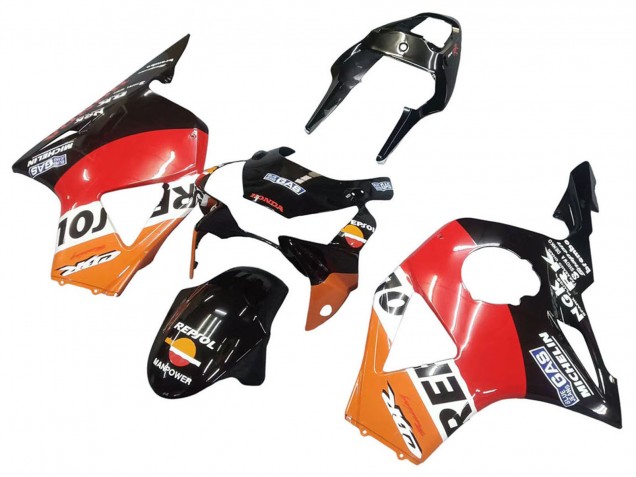 Kits Carenagem Moto Honda CBR900RR 954 2002-2003 - Laranja Branco Vermelho Preto Brilhante Repsol