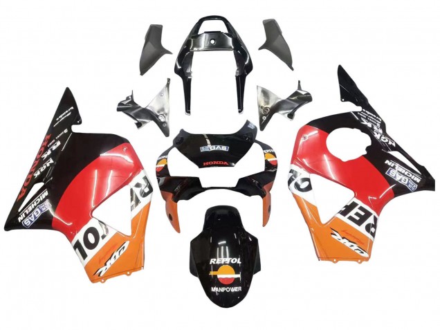 Kits Carenagem Moto Honda CBR900RR 954 2002-2003 - Laranja Branco Vermelho Preto Brilhante Repsol