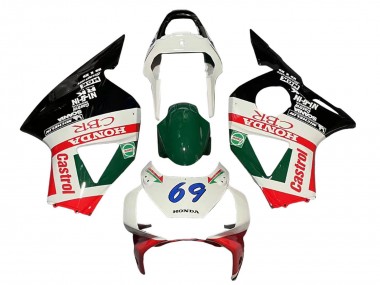 Carenagens Moto Honda CBR900RR 954 2002-2003 - Branco Vermelho Verde Preto Brilhante Castrol