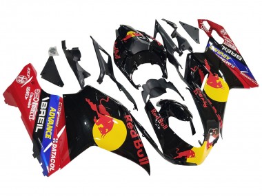 Carenagens Moto Ducati 848/1098/1198 2007-2014 - Preto Brilhante Amarelo Azul Red Bull