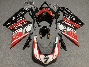 Kits Carenagem Moto Ducati 848/1098/1198 2007-2014 - Branco Vermelho Preto Brilhante