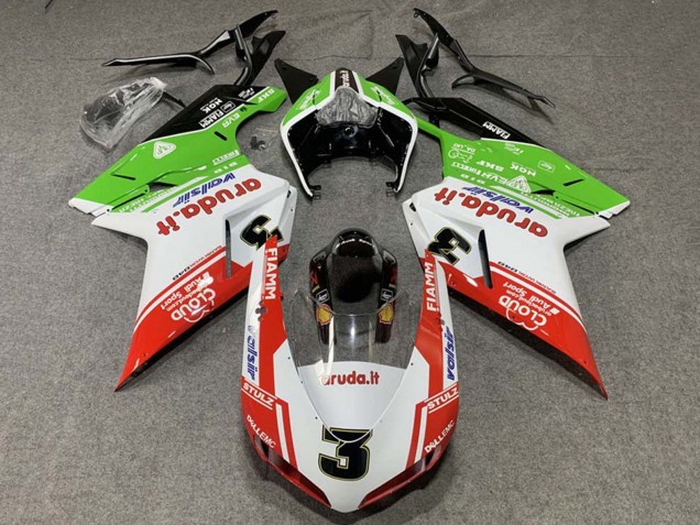 Carenagens Moto Ducati 848/1098/1198 2007-2014 - Branco Vermelho Verde Valsir 3