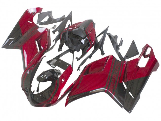 Carenagem Moto Ducati 848 2007-2014 - Vermelho Preto Brilhante