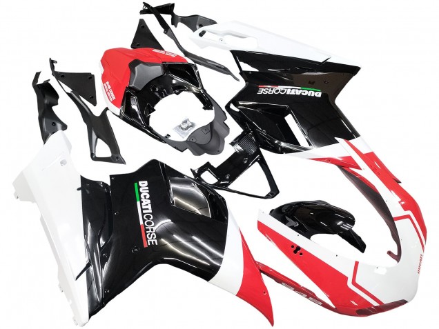 Carenagens Moto Ducati 848/1098/1198 2007-2014 - Branco Vermelho Preto Brilhante