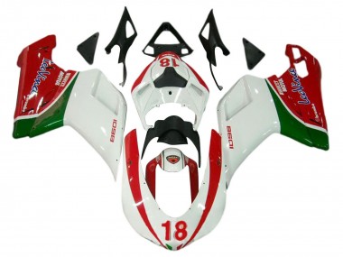 Carenagens Moto Ducati 848/1098/1198 2007-2014 - Branco Vermelho Verde 18