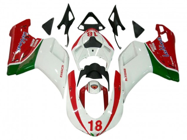 Carenagens Moto Ducati 848/1098/1198 2007-2014 - Branco Vermelho Verde 18
