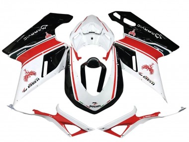 Carenagens Moto Ducati 1198 2007-2014 - Branco Vermelho Preto Brilhante