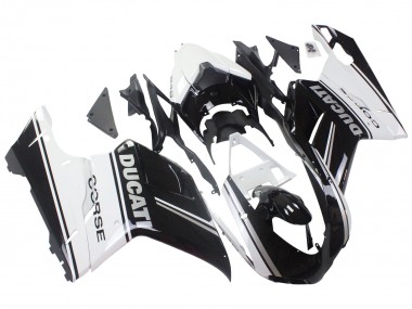 Carenagens Moto Ducati 848/1098/1198 2007-2014 - Branco Preto Brilhante Corse