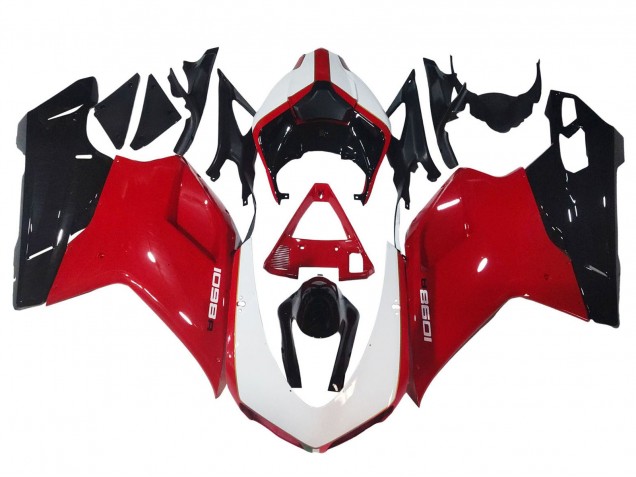 Carenagens Moto Ducati 1098 2007-2014 - Branco Vermelho Preto Brilhante