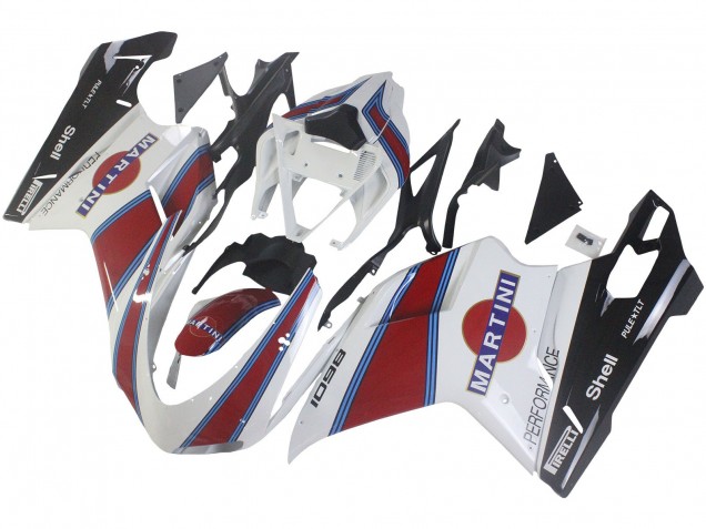Carenagens Moto Ducati 1098 2007-2014 - Branco Vermelho Azul Preto Brilhante Martini