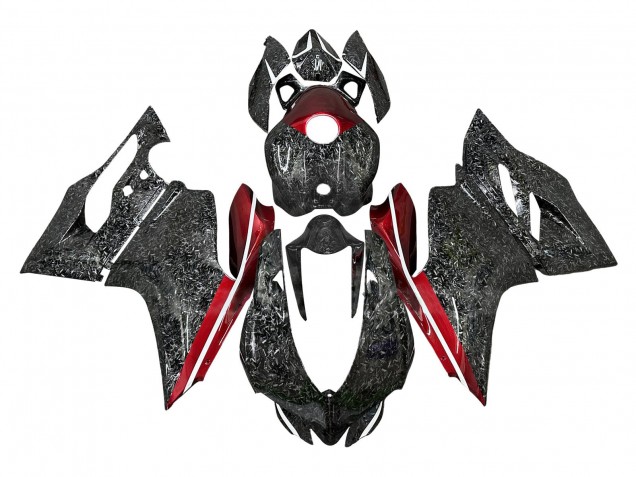 Carenagens Moto Ducati Panigale 899/1199 2011-2014 - Preto Forjado Fibra de Carbono Estilo Vermelho