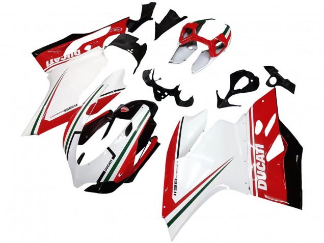 Carenagens Moto Ducati 1199 2011-2014 - Branco Vermelho Verde Preto Brilhante