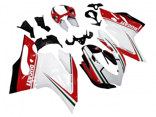 Carenagens Moto Ducati 1199 2011-2014 - Branco Vermelho Verde Preto Brilhante