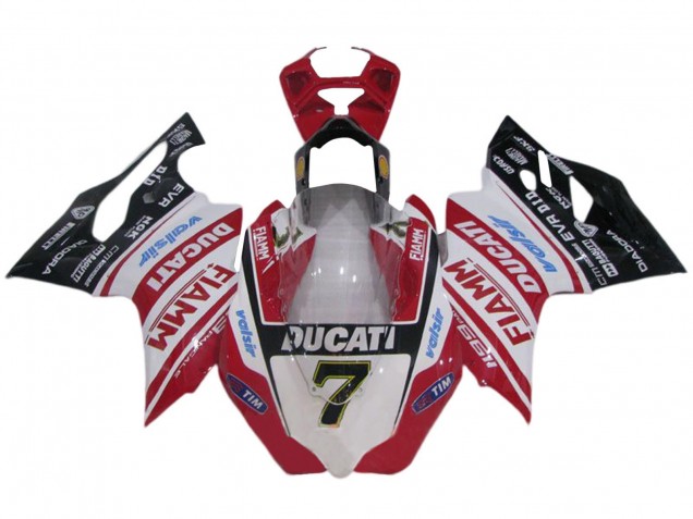 Carenagens Moto Ducati 1199 2011-2014 - Branco Vermelho Preto Brilhante Fiamm Valsir 7