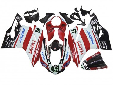 Carenagens Moto Ducati 1199 2011-2014 - Branco Vermelho Preto Brilhante Valsir Fiamm 49