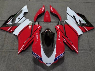 Carenagem Moto Ducati 959/1299 2015-2020 - Branco Vermelho Preto Brilhante Unibat Flex-Box
