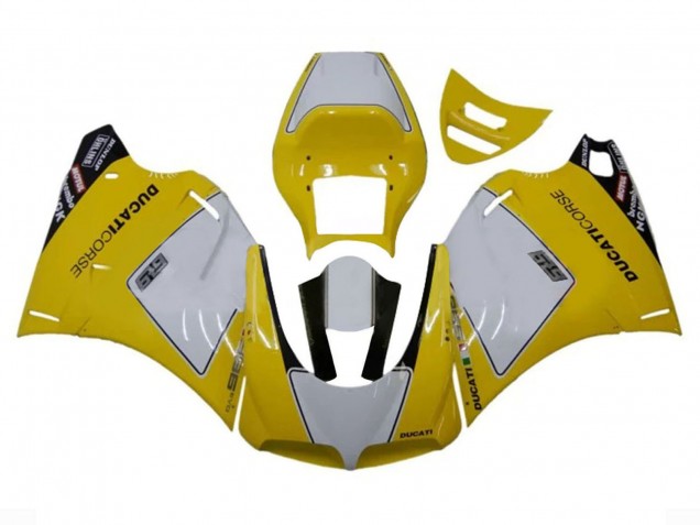 Carenagens Moto Ducati 996 1993-2005 - Branco Amarelo Preto Brilhante Corse Performance