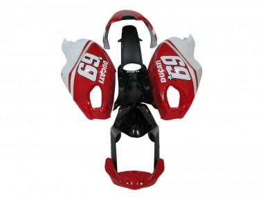 Carenagens Moto Ducati Monster 696 796 1100 1100S 2008-2012 - Branco Vermelho Preto Brilhante 69