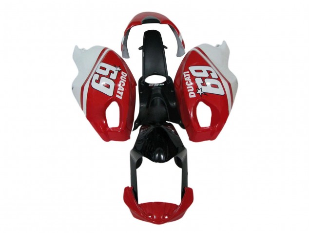Carenagens Moto Ducati Monster 696 796 1100 1100S 2008-2012 - Branco Vermelho Preto Brilhante 69