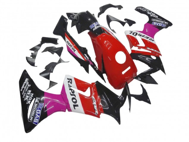 Carenagens Moto Honda CBR125R 2002-2006 - Rosa Branco Vermelho Preto Brilhante Repsol Michelin