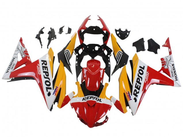Carenagens Moto Honda CBR500R 2016-2018 - Amarelo Branco Vermelho Repsol HRC