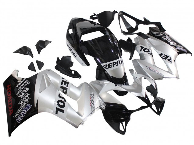 Carenagens Moto Honda VFR 800 2002-2013 - Prata Preto Brilhante Repsol