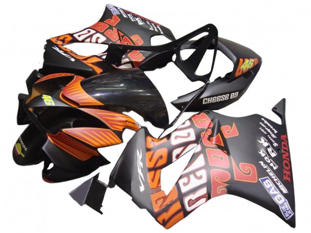 Carenagens Moto Honda VFR 800 2002-2013 - Preto Fosco Laranja Rossi Repsol 46