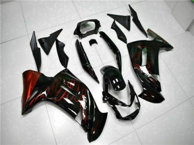 Carenagens Moto Kawasaki EX650 2006-2008 - Preto Brilhante Vermelho Chama