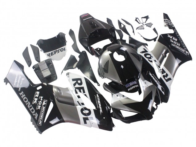 Kits Carenagem Moto Honda CBR1000RR 2004-2005 - Prata Branco Preto Brilhante Repsol