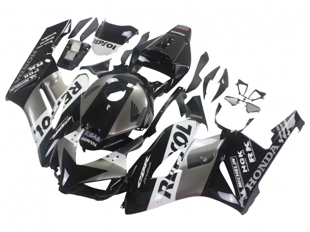 Kits Carenagem Moto Honda CBR1000RR 2004-2005 - Prata Branco Preto Brilhante Repsol