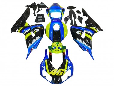 Carenagens Moto Honda CBR1000RR 2006-2007 - Azul Verde Fluorescente Preto Brilhante Tubarão 46