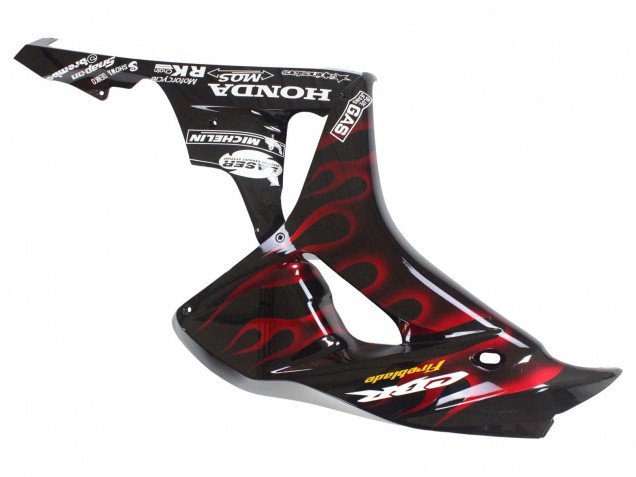 Carenagens Moto Honda CBR1000RR 2006-2007 - Preto Brilhante Amarelo Vermelho Chama
